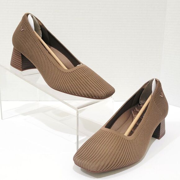 Vivaia Melody Pro Heels Women's 36.5 US 6 Square Toe Chunky Espresso Brown Pumps - Picture 1 of 13